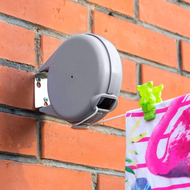 15m Retractable Clothesline for Clothes, Very Sturdy and Durable Clothesline, Automatic Retractable Mechanism, Easy Installation on Walls, Garden Dryi