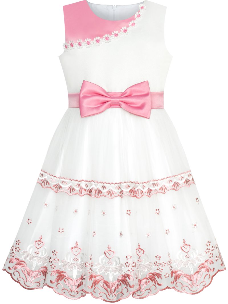 pink and white contrast dress Contrast Dual Style 3D White Floral Maxi Dress kalisa
