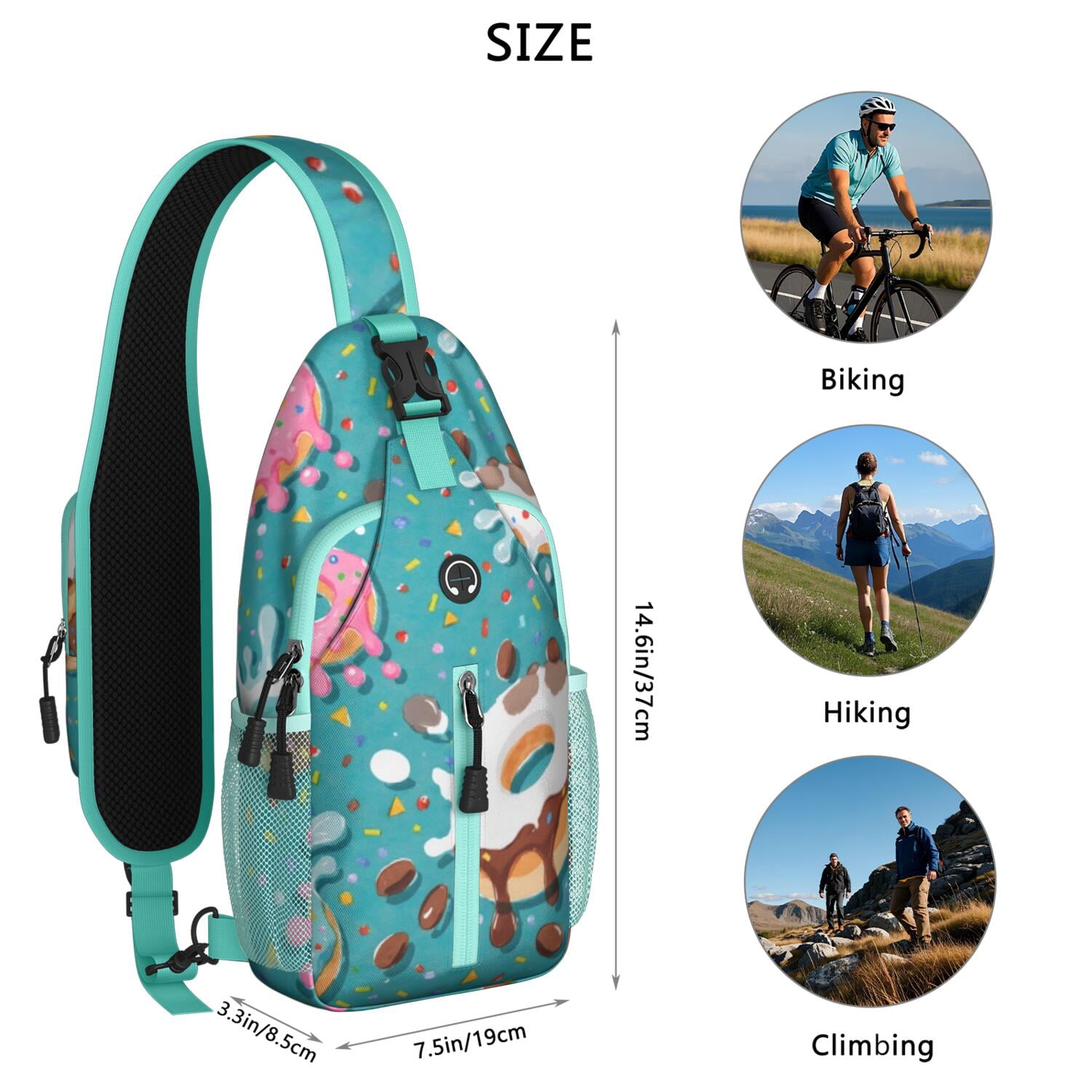 Chest Bag Crossbody Shoulder Bag Crossbody Shoulder BagTravel Sling Bag for Men Women Travelers Doughnut