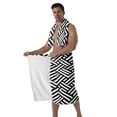 thumbnail image 4 of Colevkie Men's Soft Adjustable Bath Skirt & Shower Towel 2 Pieces Set Polyester Bath Wrap Set Sauna Towel Beach Towel Absorbent Quick Drying Printed Lines Pattern, 4 of 7