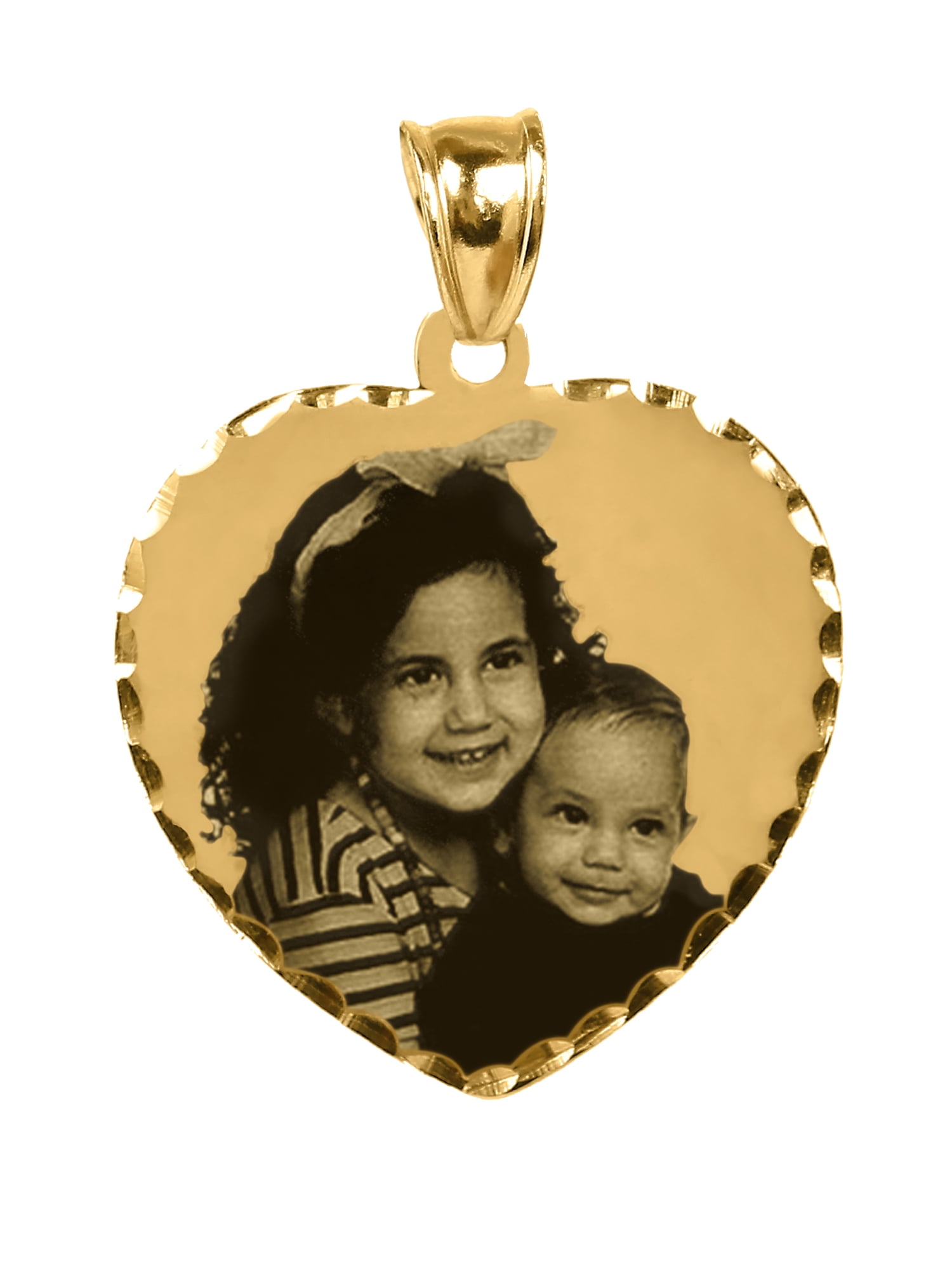 Personalized Black and White Photo Charm with Diamond Cut Border