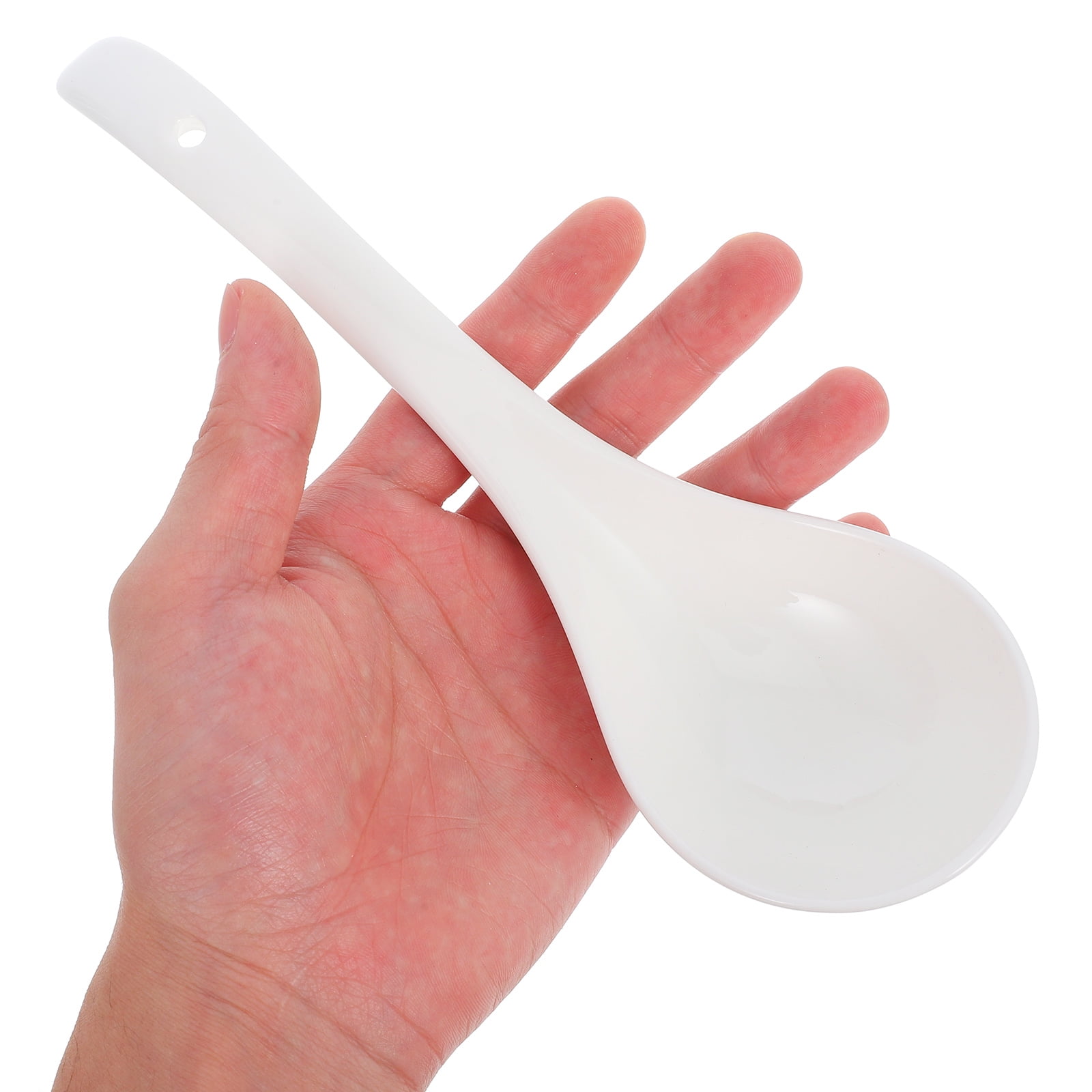 Pyramidti 1 Set Ceramic Ladle Soup Spoon Ladle Spoons Heavy Duty Deep Porcelain Spoon with Rest c