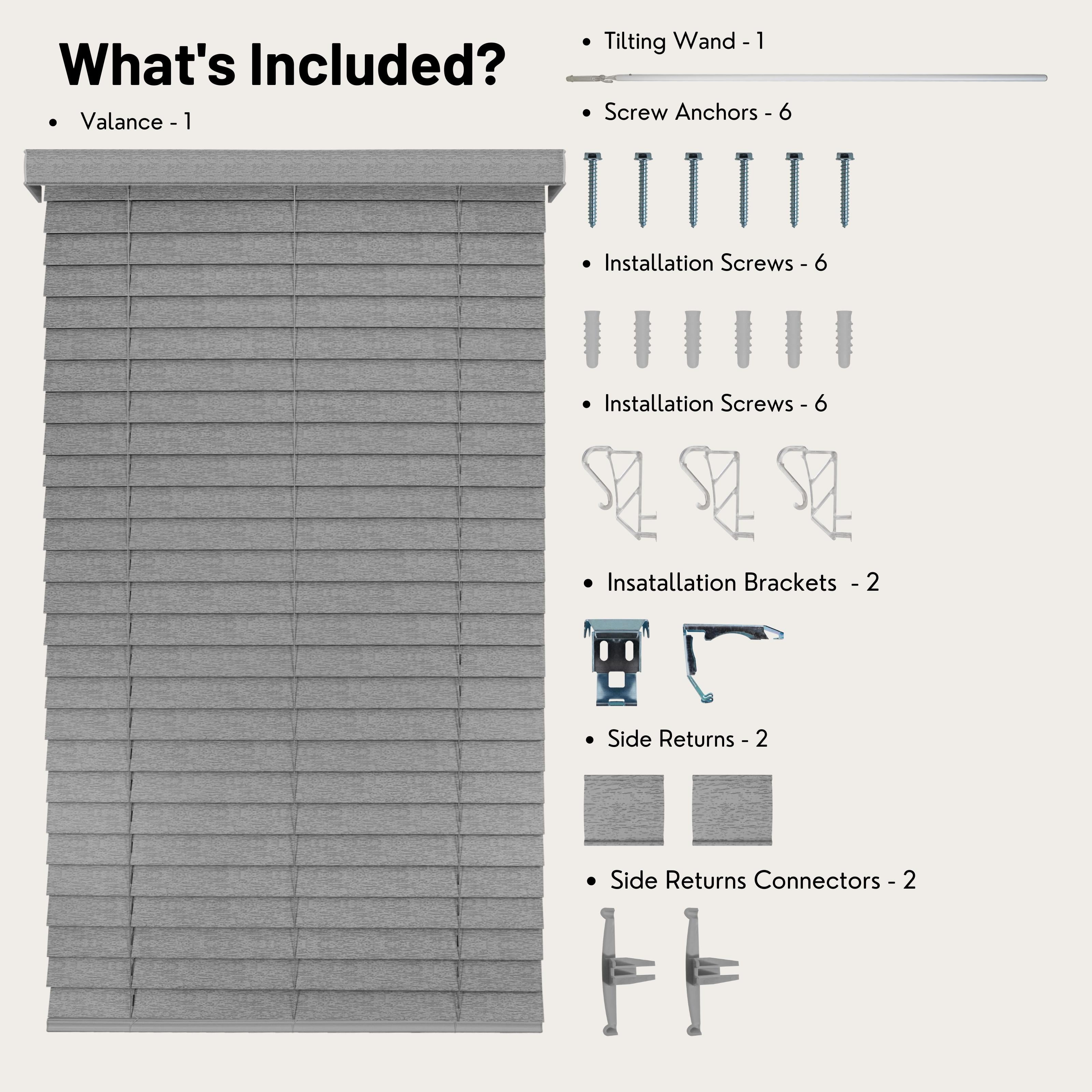 Chicology Cordless Faux Wood Blinds, Gray Textured (2" Slat), 30.25"W X 72"H
