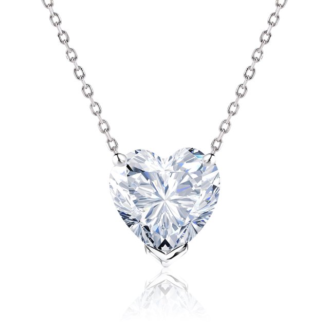 JeenMata Hermoso Collar con Colgante de Piedra Natal de Abril con Circonita Cúbica Tallada en Forma de Corazón de 1 Quilate en Baño de Oro Blanco de 18 K sobre Plata