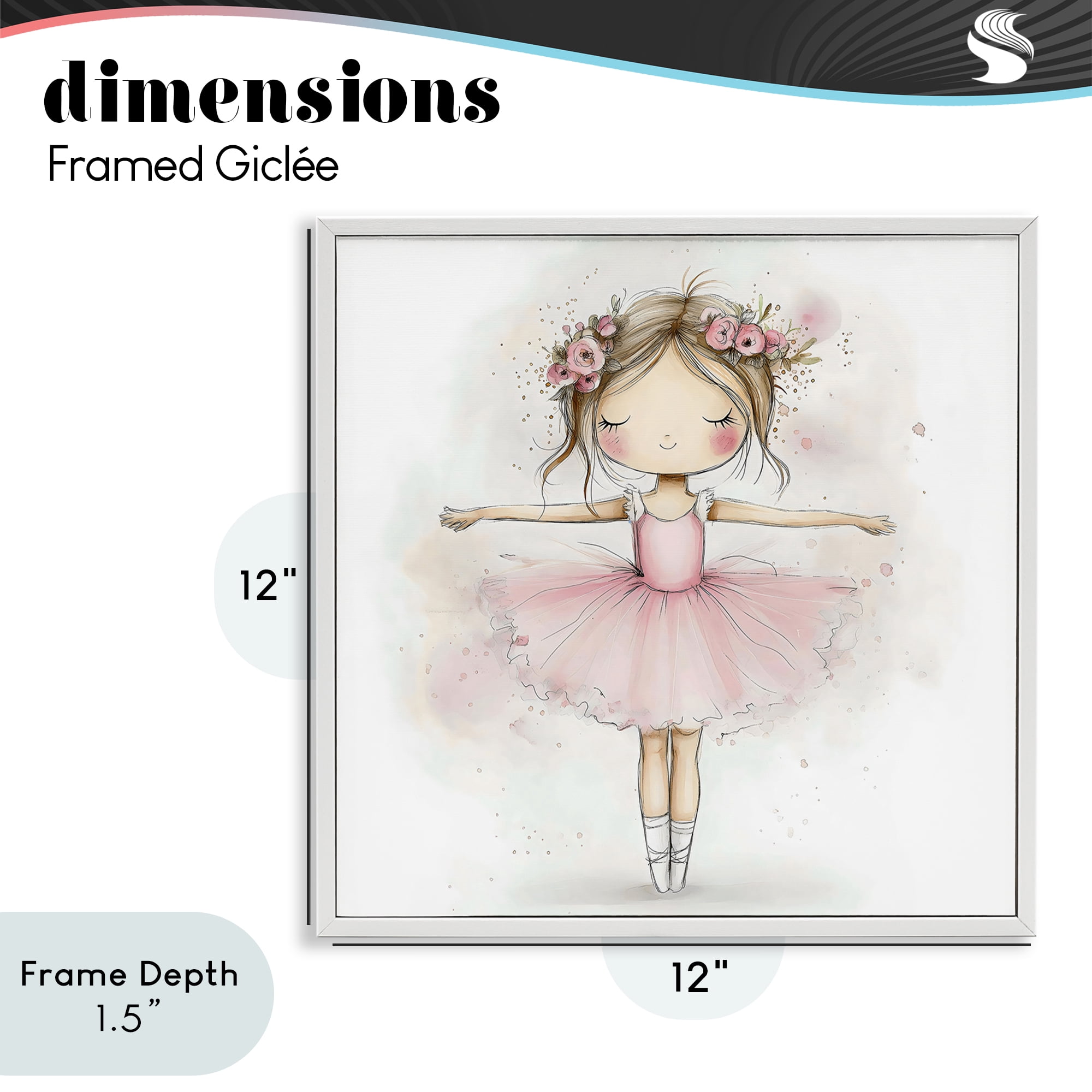Stupell Industries Flower Ballerina in Pink Tutu White Framed Giclee Art, design by Creative Studio