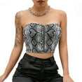 thumbnail image 6 of Seyurigaoka Women Juniors Snakeskin Pattern Bustier Strapless Zipper Slim Tops, 6 of 9