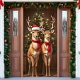 thumbnail image 4 of Taicans Reindeer Christmas Door Cover - 71x35in Holiday Decorative Xmas Tree Backdrop,Winter Holiday Door Decorations,Reindeer & Snowflake Pattern,Indoor/Outdoor Use, 4 of 5
