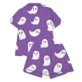 thumbnail image 5 of HEVRJEWJD Girls Halloween Print Short Sleeve Top With Shorts Pajamas Kids Button-Down Nightwear Loungewear Purple8 3-4 Years, 5 of 5