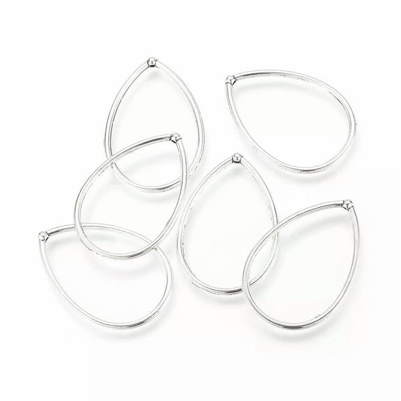 U8MO 10x Tibetan Silver Drop Pendants Linking Rings Bead Frame Findings Smooth 44.5mm