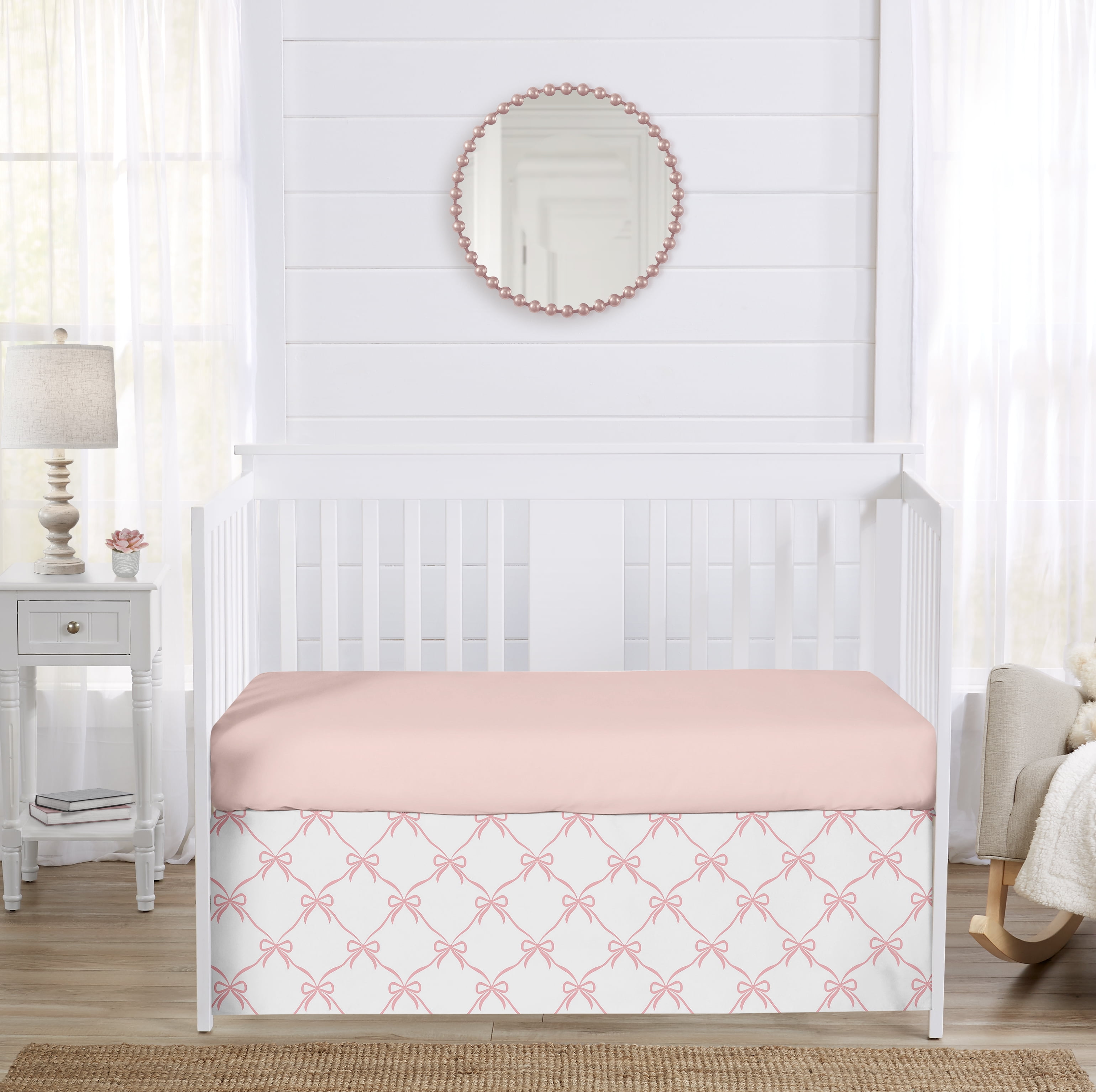 Sweet Jojo Designs Ballerina and Ballet Bows Girl Dust Ruffle Crib Skirt