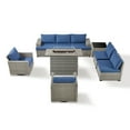 thumbnail image 4 of Opohoro Outdoor Sectional Furniture Set 9-Piece Gray Rattan Wicker Conversation Sofa Set with Swivel Chairs, Side Table and Fire Pit, 4 of 21