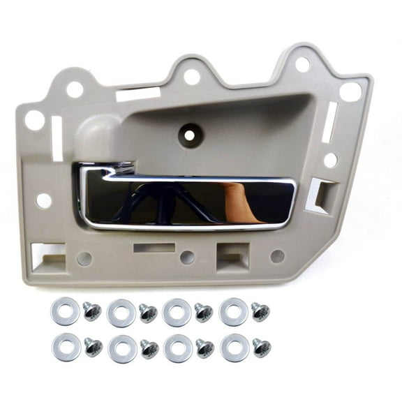 PT Auto Warehouse CH-2815ME-FL - Inner Interior Inside Door Handle, Beige/Tan Housing with Chrome Lever - Driver Side Front Fits select: 2005-2010 JEEP GRAND CHEROKEE