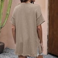thumbnail image 4 of Women's Oversized Tshirts Short Sleeve V Neck Basic Tees Loose Fit Side Split Long Tops for Leggings (S, Khaki), 4 of 6