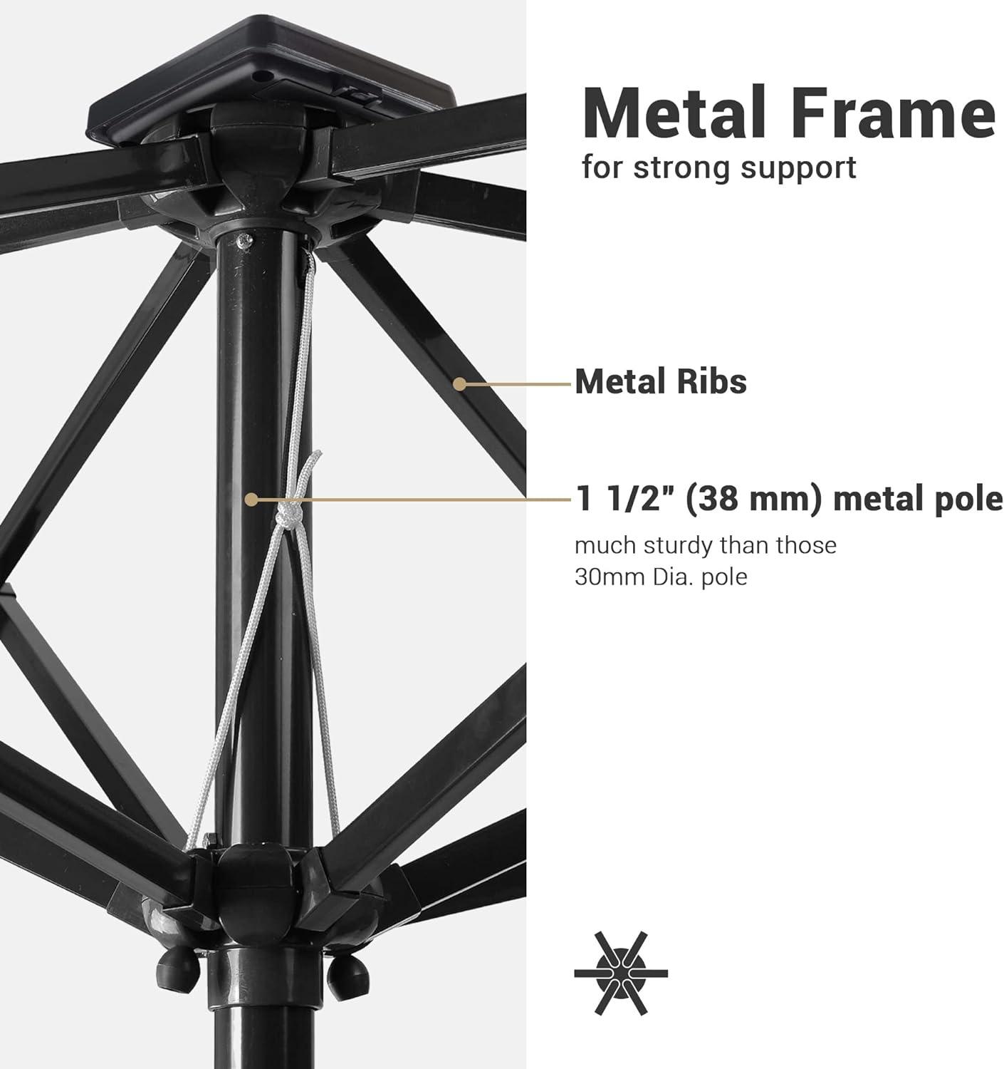 10x6.5 ft Outdoor Rectangle Solar Powered LED Patio Umbrella with Crank Tilt for Garden Backyard Table Market Pool, Beige