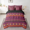 thumbnail image 2 of Homewish Boho Aztec 7-Piece Bedding Comforter Set,Western Cowboy Dreamcatcher King Bedding Sets,Deeppurple Orange Bed Sheets For Adult,Microfiber Bedroom Decor Reversible, 2 of 8