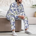 thumbnail image 6 of Bingfone Men's Pajama Set 2 Piece Loungewear PJs, Long Sleeve with Pajama Pants-Blue Flax Flowers, 6 of 7