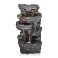 thumbnail image 3 of Alpine Corporation 39-inch Cascading Stone Wall Fountain with Cool White LED Lights, 3 of 10