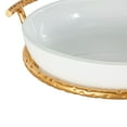 thumbnail image 5 of DecMode 15" x 5" White Tempered Glass Kitchen Serving Bowl with Gold Metal Stand, 1-Piece, 5 of 9