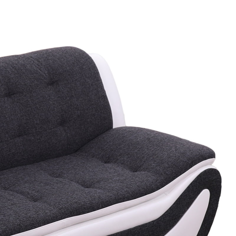 Gewnee Accent Chair Single Sofa, 42" Breathable Leather Sofa Chair with Solid Wood Frame & Metal Legs, Modern Furniture for Living Room Bedroom Office, Black & White