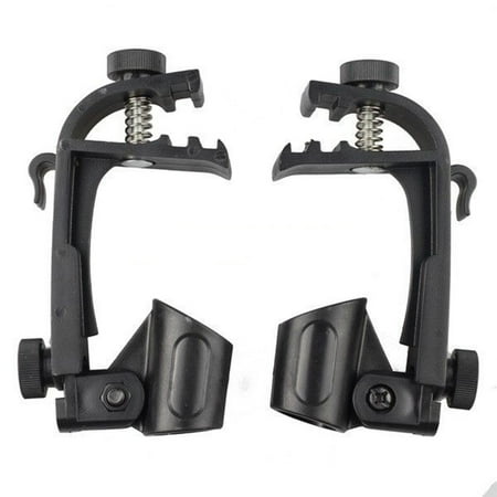 - 2 Pcs Adjustable Clip On Drum Rim Shock Mount Microphone Mic Clamp Holder