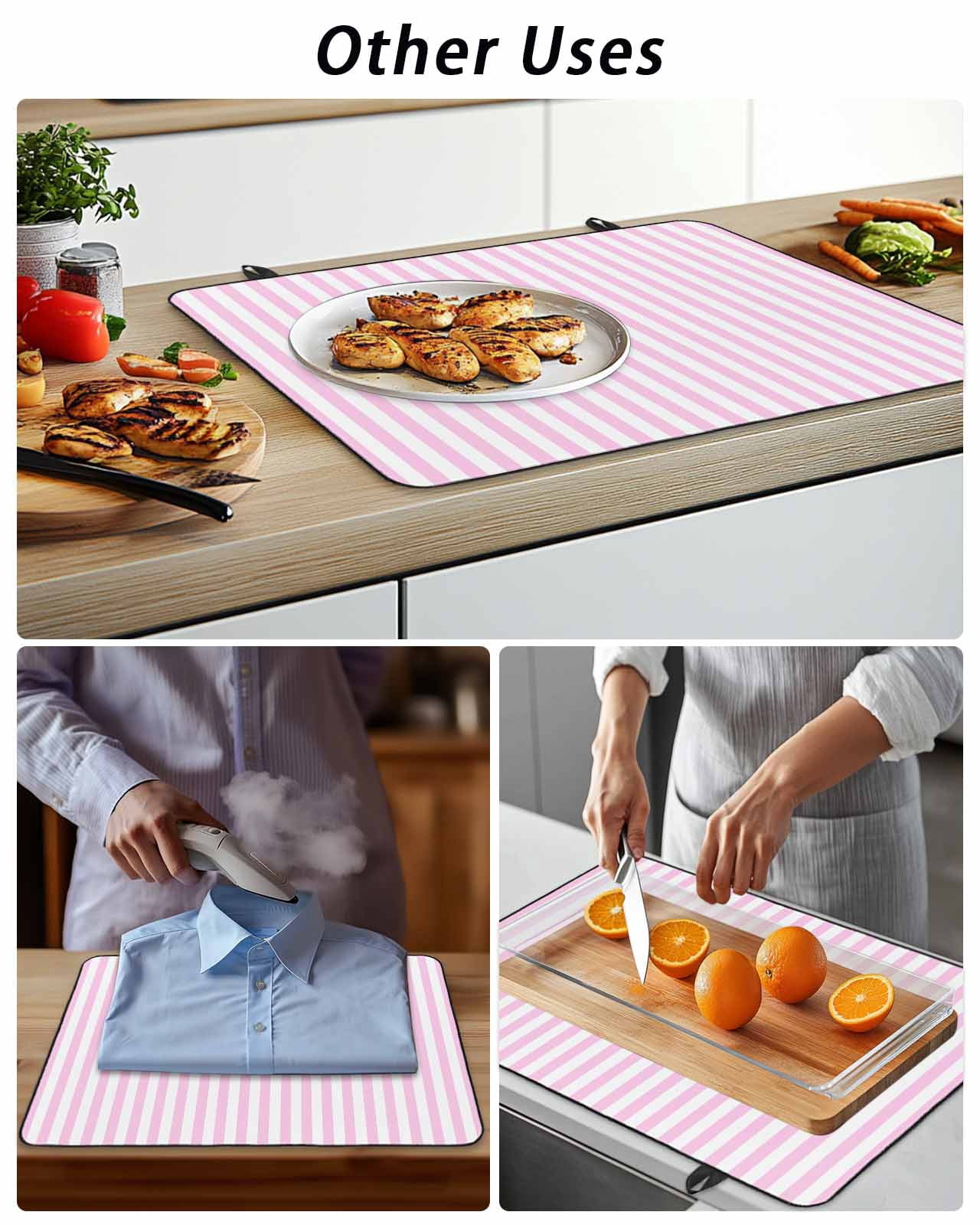 Stove Top Covers for Electric Stove, Pink White Stripe Glass Stovetop Cover Protector, Modern Minimalist Geometric Striped Induction Cooktop Protector Oven Mat for Kitchen Countertop 24"x21"