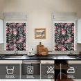 thumbnail image 4 of Pioneer Kitchen Curtains and Valance Set 36 Inch Tier Pink Rose Black Vector Image 3 Pieces Set Dining Room Small Curtain Drapes Cafe Curtains Valance for Home Decor Rod Pocket, 4 of 6