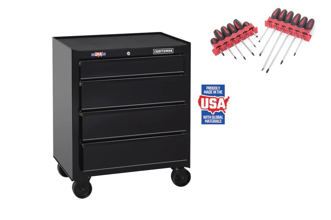 Black Husky 36 in 3-Drawer Rolling Tool Cart with Wood Top 