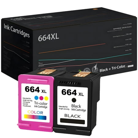 664XL High Yield Ink Cartridges, Compatible for HP Deskjet Ink Advantage 1115 2135 2138 2675 2676 3635 3638 3835 4535 5075 5078 5275 5278 Printers - Estimated Yield 600 Pages (1 Black+1 Tri-Color)