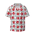 thumbnail image 2 of Lsque Sweet Red Fruit print Men's Cuban Collar Short Sleeve Shirt Summer Beachwear Casual Button Down Fashionable Vacation Leisure Shirt-Large, 2 of 7