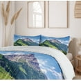 thumbnail image 6 of Ambesonne Nature Duvet Cover Sets, Spring Scene Mountain, 2-King, Green Blue, 6 of 7
