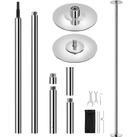 Renwick 45mm 2-Mode Dance Pole With 6.9-9' Height Adjustment, Silver