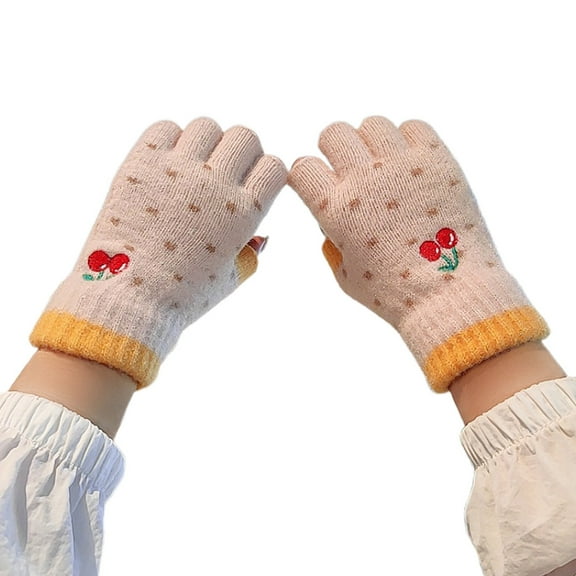 Winter Knitted Fingerless Gloves for Women Half Finger Warm Knit Mittens