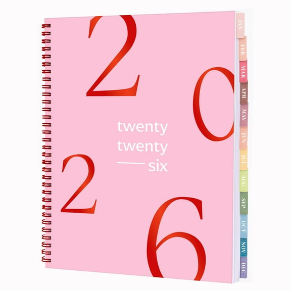 Rileys 2026 Planner, Agenda Planner With Weekly And Monthly View, Daily Agenda Book And Yearly Planners Calendar Book, Spiral Bound With Tabs, Notes, Goals And Holidays (Float, Pink, 8.5 x 11 in)