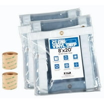 2 Pack 8' x 20' Clear Vinyl Tarp – 24 MIL Thick Heavy-Duty Waterproof Vinyl Tarpaulin with Grommets, UV & Fire Retardant – Cold Weather Resistant Cover for Outdoor