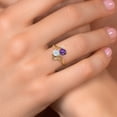 thumbnail image 4 of Gem Stone King 18K Yellow Gold Plated Silver Purple Amethyst White Moissanite and White Lab Grown Diamond Ring for Women (1.63 Cttw, Heart Shape 6MM, Gemstone February Birthstone, Size 5), 4 of 6