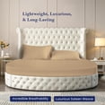 thumbnail image 2 of 500-TC Egyptian Cotton Twin Round Bed Sheet Set – Fits 72" Diameter Mattress, 25-30" Deep Pocket – Stripe Taupe, Twin 72" Diameter, 2 of 6