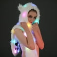 thumbnail image 2 of Mightlink Women LED Light Up Faux Fur Animal Ears Hood Hat with Scarf Festival Supply, 2 of 7