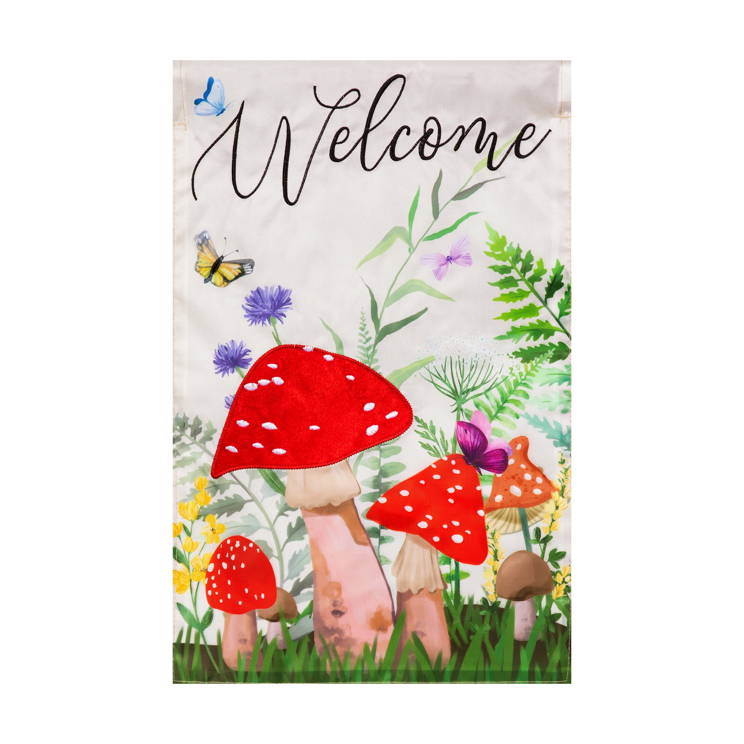 (2 pack) Meadow Creek 11.5" x 18" Welcome Spring Mushroom Outdoor Yard Flag