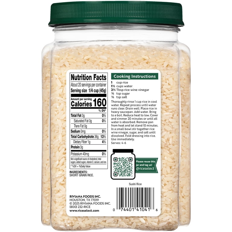 RiceSelect® Sushi Rice, Gluten-Free, Non-GMO, 32 oz Jar - Walmart.com
