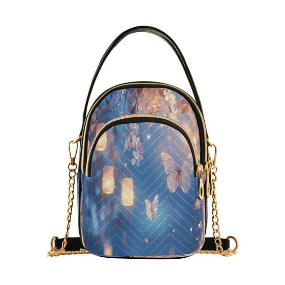 YAZAOO Cross Body Fashion Shoulder Waist Purse Bags Butterfly Among Glowing Lights Pocket Handbags