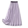 thumbnail image 5 of Women's Maxi Skirt A Line Elastic Waist Summer Skirt A Line Flowy Swing Casual Beach Skirt Ankle Length Double Layers Boho Loose Fit, Purple (Large), 5 of 9