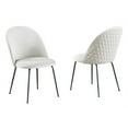 thumbnail image 4 of 5pc White Marble Wrapped Dining Table with Tempered Glass and Beige Chairs, 4 of 5