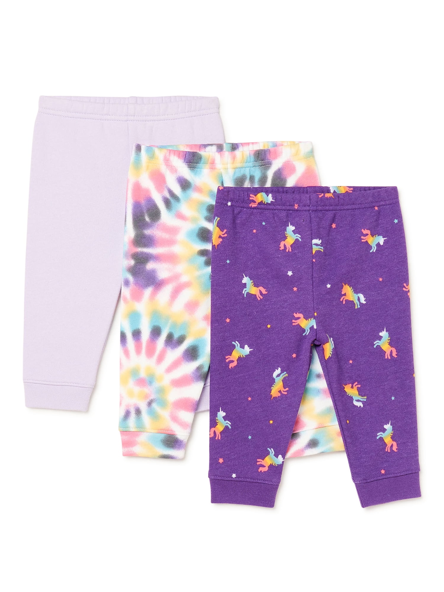 Garanimals Baby Girls' Fleece Pants, 3Pack, Sizes 6/924 Months