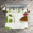 thumbnail image 2 of Ambesonne Animal Quilted Coverlet 3 Pcs, Snake Frog Ninja Reptile, Queen Size, Green Brown Red, 2 of 2