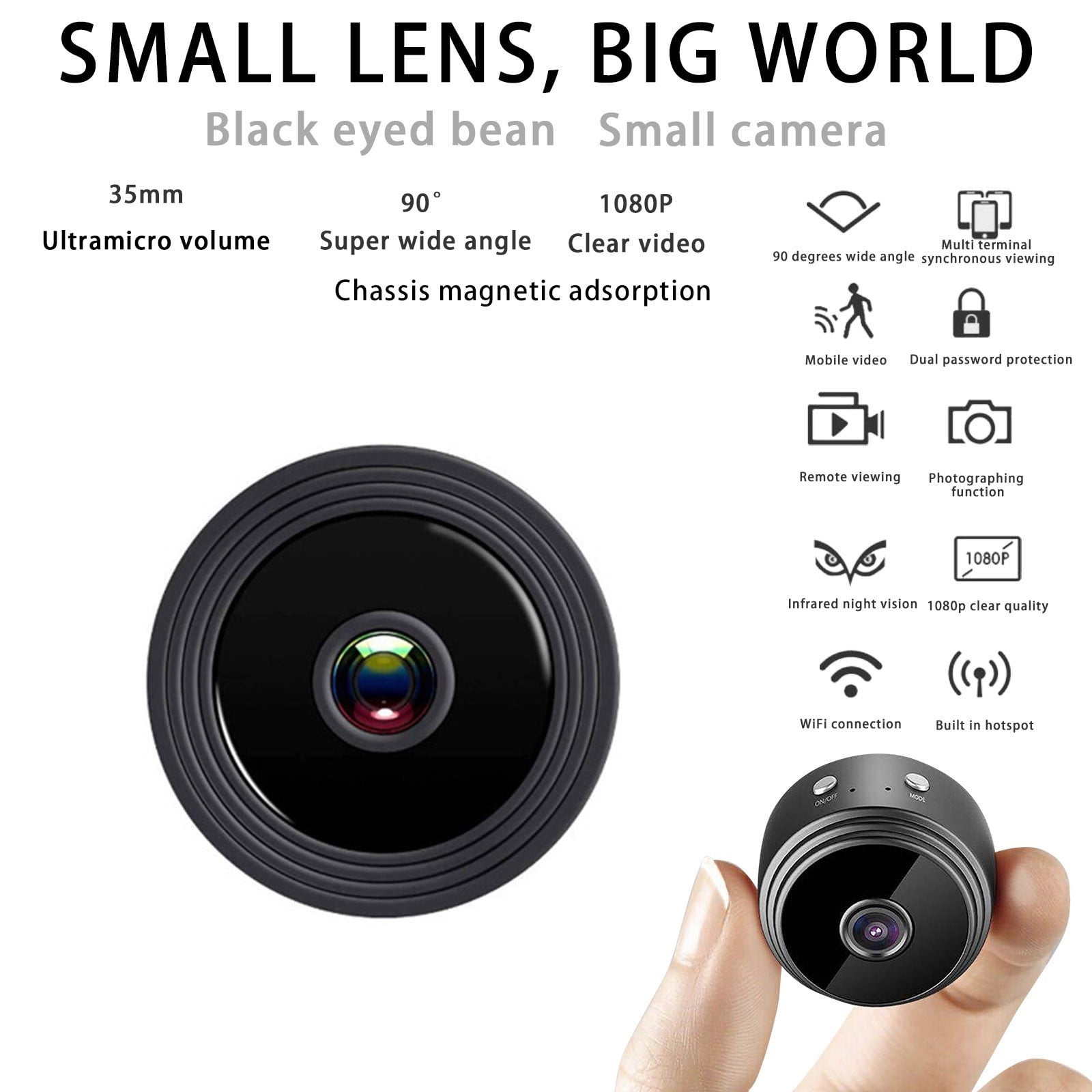Cyber_Monday Deals 2024 Viflosae Mini Spy Camera Hidden WiFi Small Wireless Video Camera with Full HD 1080P Audio Night Vision Motion Sensor Detection Support SD Card for iPhone Android Security Nann