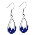 thumbnail image 3 of Traditional Teardrop Blue Lapis Inlay Sterling Silver Dangle Earrings, 3 of 5