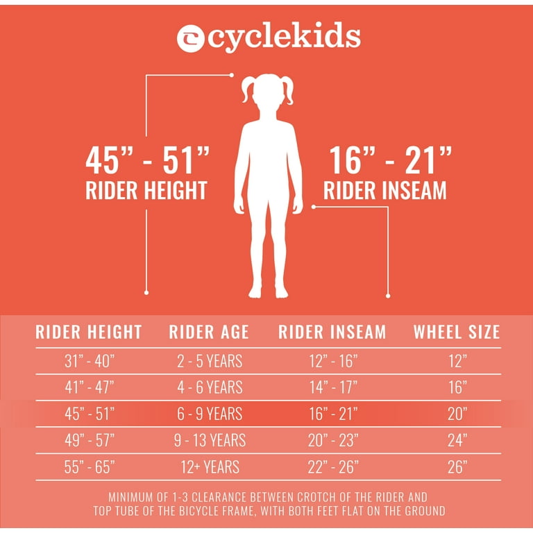 Bike size by height for kids hotsell
