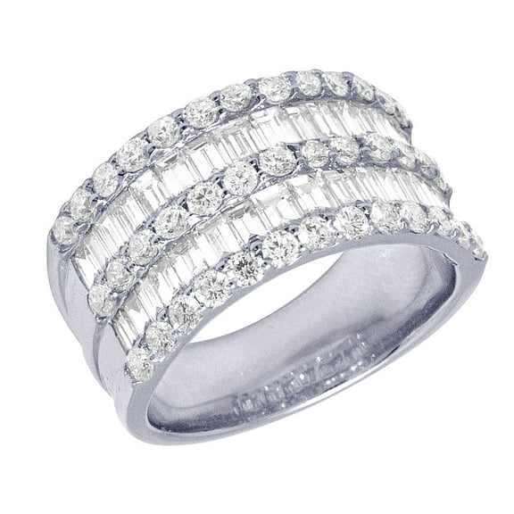 14K White Gold Baguette Diamond Ring Band 3.1 CT