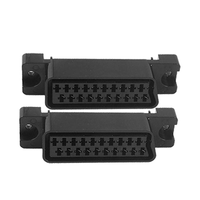 Conector de socket Scart vertical de 21 pines, 2 piezas, color negro CS-102