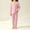 thumbnail image 5 of HAOTAGS Girls Loungewears (0-9) Casual Comfortable Long Sleeve Round-Neck Tops with Pants Set Pink Size 5T, 5 of 8